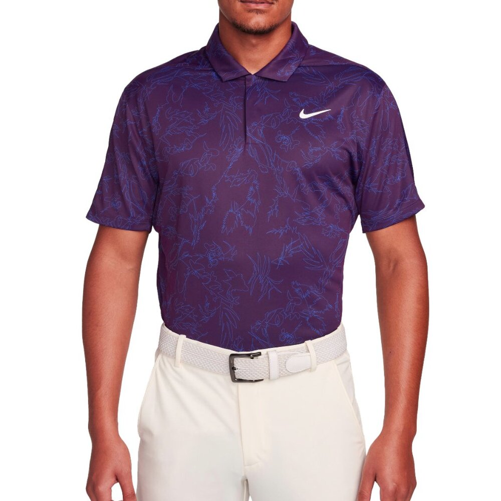 NIKE GOLF TIGER WOODS ADV CONTOUR PRINT POLO SHIRT DX6092-610 BORDEAUX L-TALL